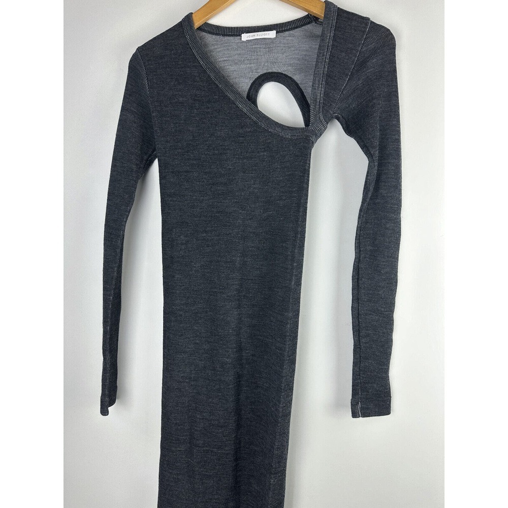 John Elliott Tubular Merino Asymmetric Dress Charcoal Gray Cutout XS Small - Picture 16 of 16